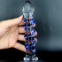 G-Spot Gemstone - Fallo in Vetro Pyrex Infrangibile con Rilievi a Spirale 18 x 3 cm. Blu - 3