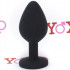 Cuneo anale nero in silicone con gemma arcobaleno tipo diamante 8 x 3,5 cm. - 2