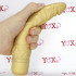 Vibratore realistico oro ricurvo in silicone 20,5 x 4,7 cm. - 0