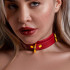 Collare BDSM in Ecopelle Rosso con 3 Anelli a D. - 2