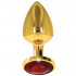 Plug Taboom L - Cuneo Anale in Metallo con Gemma Rossa 9,5 x 4 cm. Oro - 0
