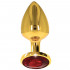 Plug Taboom M - Cuneo Anale in Metallo con Gemma Rossa 8 x 3,2 cm. Oro - 0