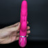Vibratore Rabbit Fucsia in Silicone con Fusto Concentrico 22 x 3,5 cm. - 1