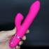 Vibratore Rabbit Fucsia in Silicone con Setole Stimola Clitoride 22 x 3,5 cm. - 2