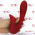 Vibratore rabbit in silicone rosso con lingua lecca clitoride 20 x 4 cm. - 1