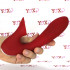 Vibratore rabbit in silicone rosso con lingua lecca clitoride 20 x 4 cm. - 0