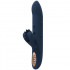 Vibratore rabbit in silicone blu scuro con rotella lecca clitoride 23,5 x 3,7 cm. - 1