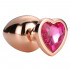Cuneo Anale in Metallo con Gemma Rosa 8,3 x 3,4 cm. Oro Rosso - 2