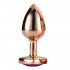 Cuneo Anale in Metallo con Gemma Rosa 8,3 x 3,4 cm. Oro Rosso - 1