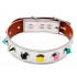 Collare in Ecopelle Bianco con Borchie in Metallo Colorate - 0