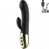 Vibratore Rabbit Realistico in Silicone 20 x 3,5 cm. Nero Ricaricabile - 1