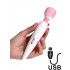 Wand Curve - Massaggiatore Magic Wand con Testa in Silicone Ricaricabile Bianco e Rosa - 0