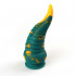 Dildo Anale Tentacolo di Piovra Gigante in Silicone 21,5 x 8 cm. Giallo e Verde - 6