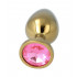 Omaggio Plug Anale Dorato con Gemma Rosa 8,3 x 3,4 cm  - 2