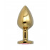 Omaggio Plug Anale Dorato con Gemma Rosa 8,3 x 3,4 cm  - 1