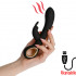 Vibratore Rabbit Riscaldante con Motore Doppio Ricaricabile USB in Silicone Nero 19 x 3,3 cm. - 0