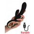 Vibratore Rabbit Nero con Motore Doppio Ricaricabile USB in Silicone 24 x 3,6 cm. - 1