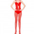 Tuta Sexy a Rete con Aperture mod. 040R Rossa - Taglia unica elasticizzata (Tg.36-48) - 1