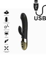Vibratore Rabbit Realistico in Silicone 20 x 3,5 cm. Nero Ricaricabile